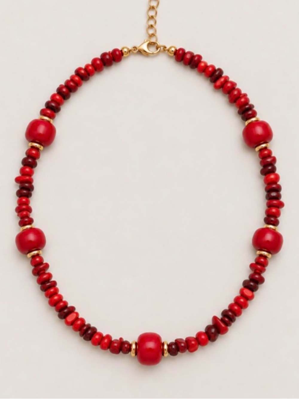 New! Red Mixed Beaded Colorful Dopamine Necklace NWOT